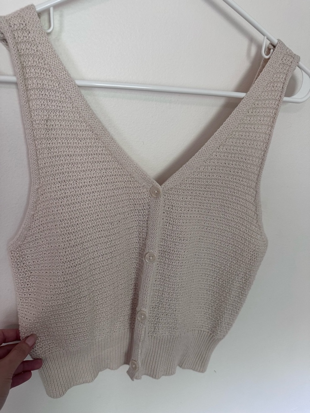 Knit V‑Neck Button Tank Top